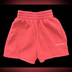 Balenciaga Toddler Kids Red Fleece Shorts Size 2